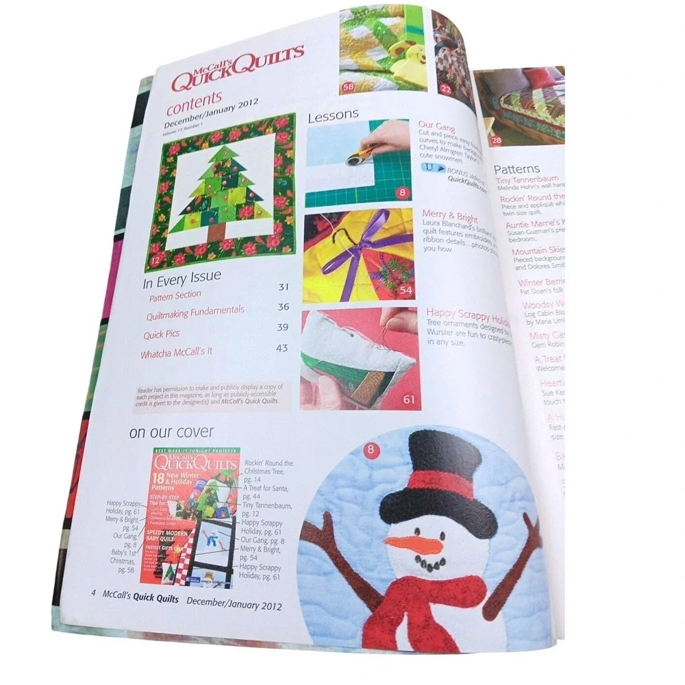 McCall's Quick Quilts‎ Magazine Dec Jan 2012 18 Winter Holiday Patterns Snowman